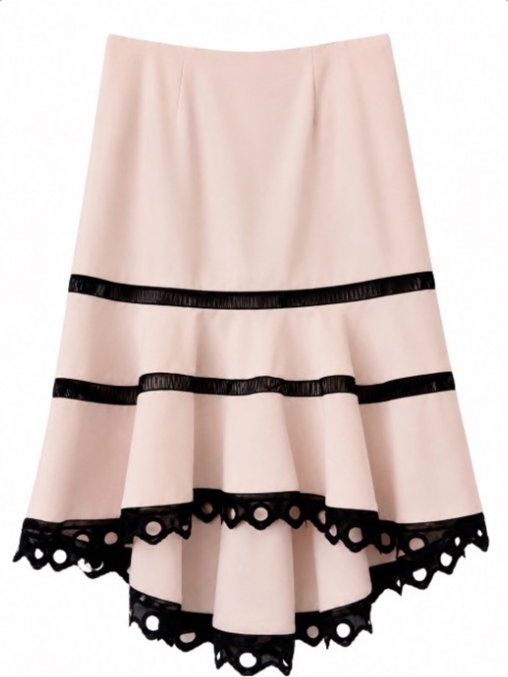 Venus Women's Blush Pink High-Low Skirt with Black Trim - Size 12